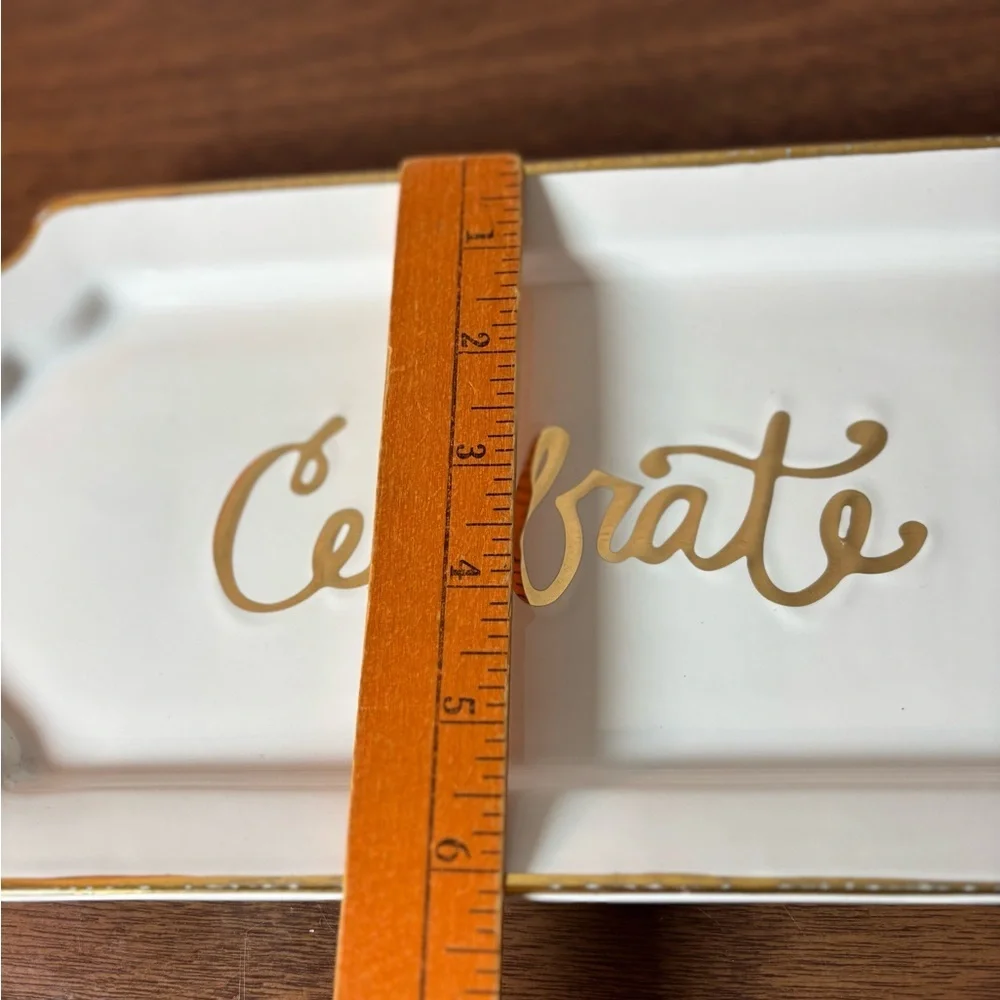 Mud Pie White and Gold Celebrate Serving Platter